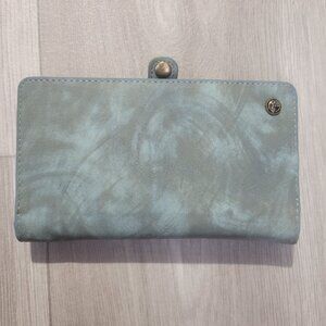 Caseme Blue Tie-Dye PU Leather Wallet With Snap Closure & Multiple Card Slots
